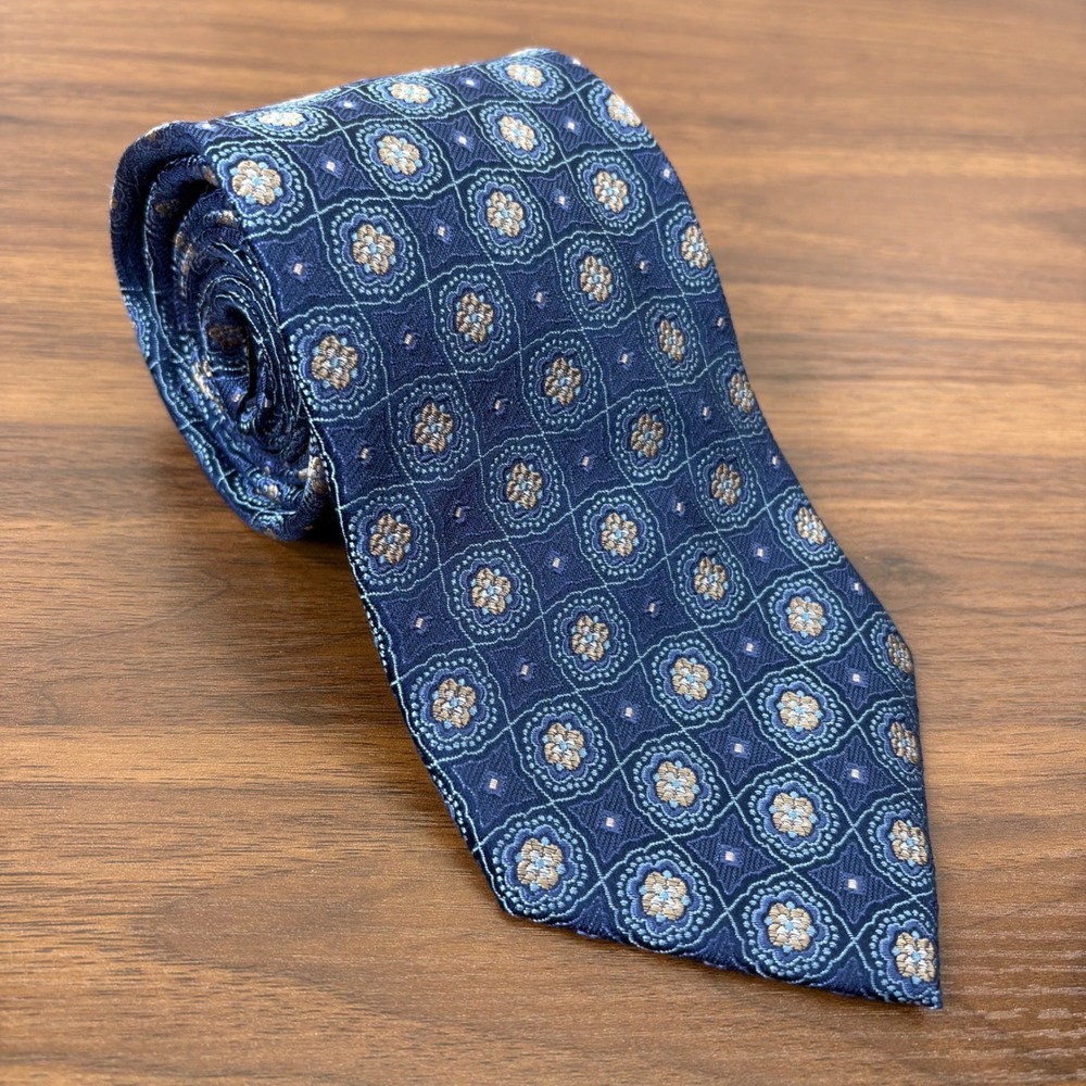 Joseph‎ Abboud Necktie Mens Extra Long Blue NEW Geometric Medallion Old Money